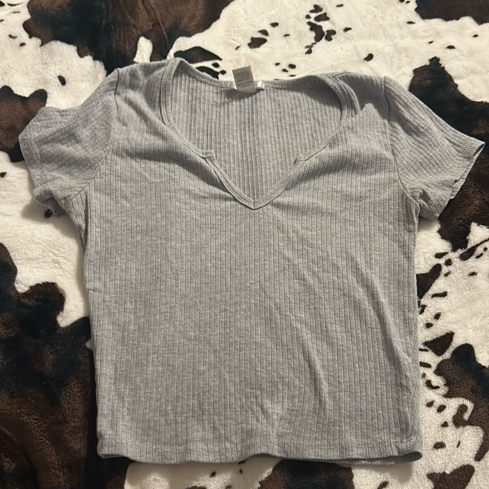 Grey top with v cut